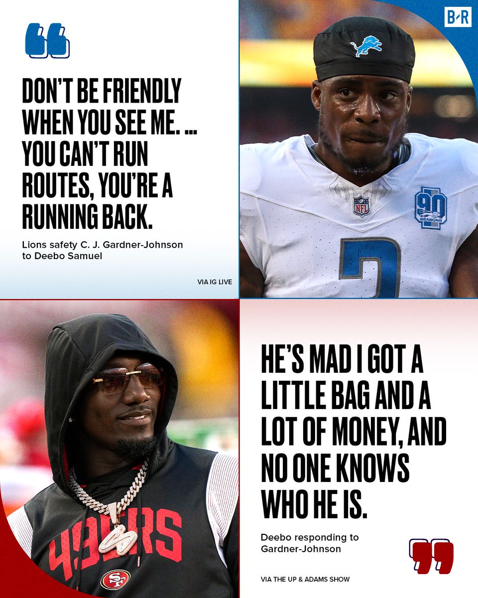 BleacherReport's tweet image. Deebo and C.J. Gardner-Johnson were chirping earlier this season 👀

They get to settle it on the field today 🍿

(via @UpAndAdamsShow, @heykayadams)