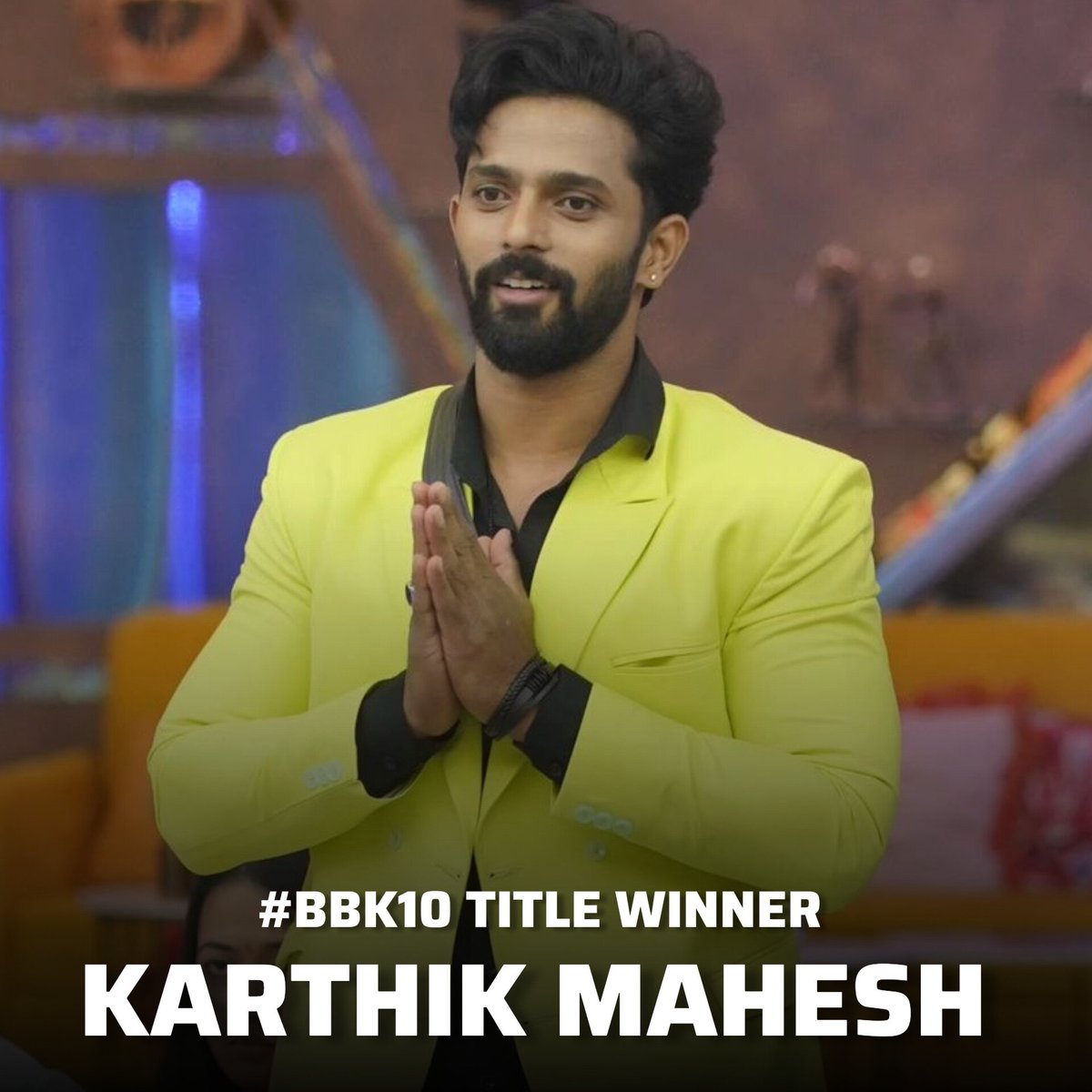 Congratulations to #KarthikMahesh for emerging as the #WINNER of #BBK10 Your journey has been remarkable, and your VICTORY is well-deserved. Wishing you continued success and happiness ahead #BBKSeason10 #BBK10 🌟 #BBK10GrandFinale #BBK10FinaleWeek
