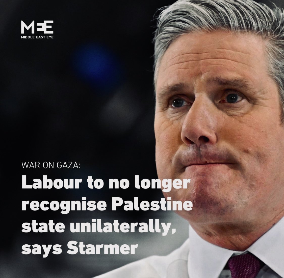 Keir Starmer says Labour would not recognise Palestine (the occupied) as a state. He expands on this viewpoint saying he would only support one if Israel (the occupier) decided to do so. middleeasteye.net/news/keir-star…