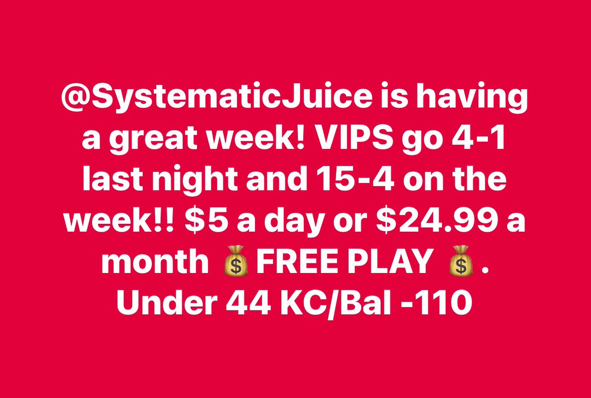 SystematicJuice's tweet photo. #Footballbetting #NHL #Swifties #NFL #mahomes
#gamblingtwitter #49ers #RavensFlock #Trump2024 #NBA #sportsbettingtwitter
#sportbettingx #gamblingX #beatthebookx #nflx #ncaa #procappers #footballX #VIPS #CollegfootballX #fanduel #draftkings #DetroitLions #Caesars https://t.co/ee8Ae7dy6F
