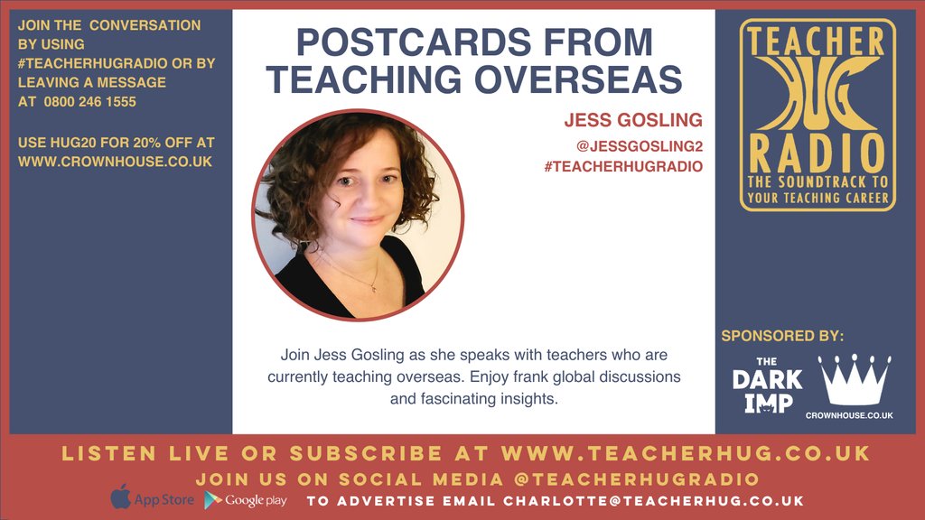 Coming up in 10, it’s time to take a trip around the world with a Postcard from @JessGosling2 and her teachers overseas. Listen live at teacherhug.co.uk #TeacherHugRadio