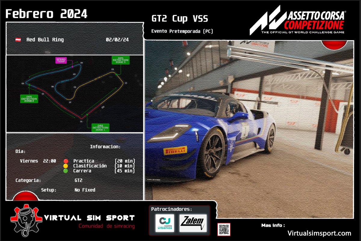 Próximo Evento pretemporada GT2 ACC - Mas info en nuestra web: virtualsimsport.com