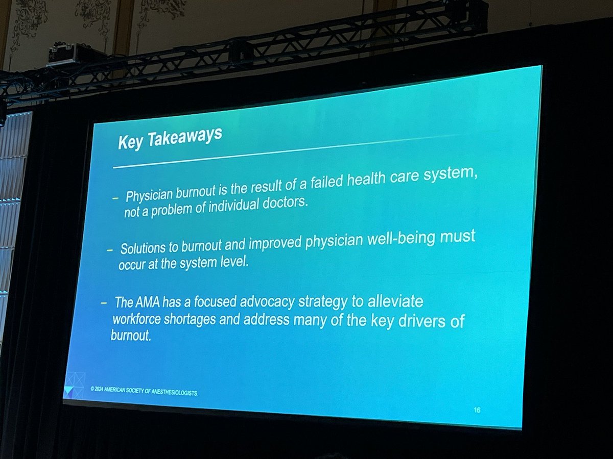 #Physician #burnout is not the problem of individual physician, it is the fault of the entire healthcare system in our country. @AmerMedicalAssn President @DoctorJesseMD at @ASALifeline #Advance24