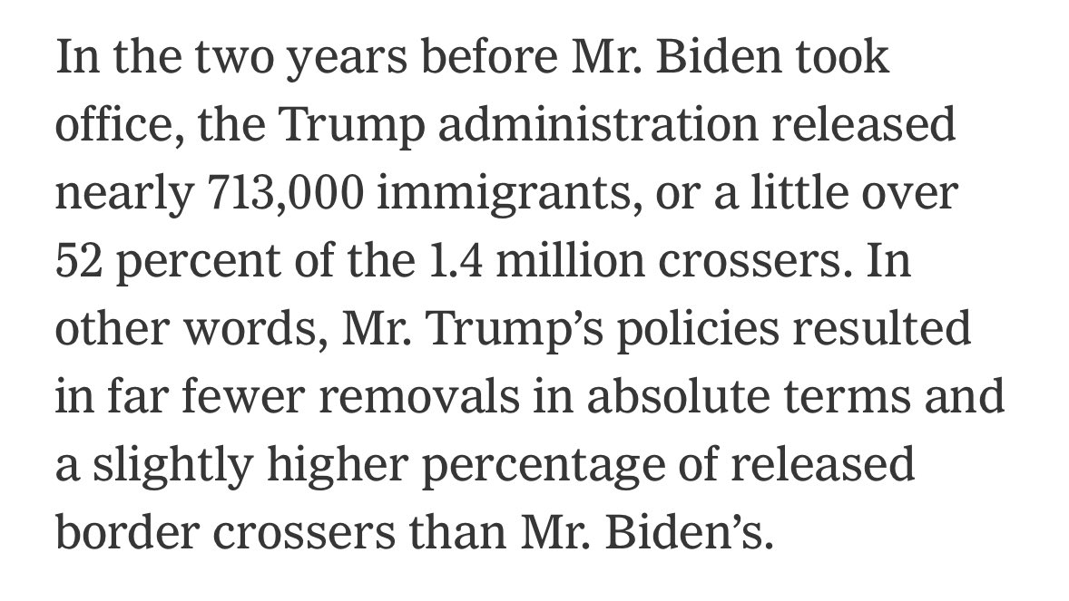 Wonder if MTG realizes she is unintentionally also making an argument to impeach… President Trump

After all, the CATO Institute (not exactly a bastion of the left) found Trump released a higher % of migrants who crossed the border in his final 2 years than the Biden Admin has…