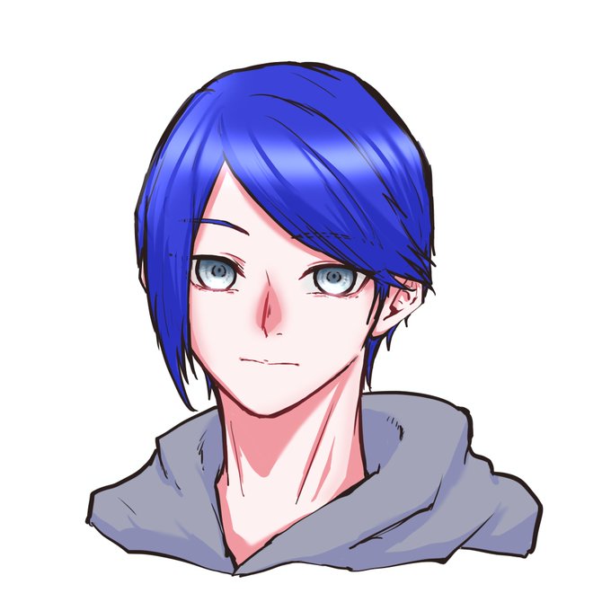 「blue hair shiny hair」 illustration images(Latest)