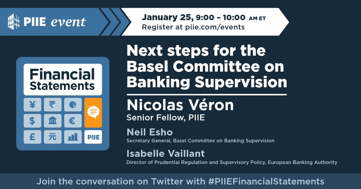 ICYMI: Neil Esho, Secretary General, Basel Committee on Banking Supervision @BIS_org, & Isabelle Vaillant, Director of Prudential Regulation & Supervisory Policy, @EBA_News joined @nicolas_veron on #PIIEFinancialStatements on next steps for Basel.
Watch: piie.com/events/2024/ne…