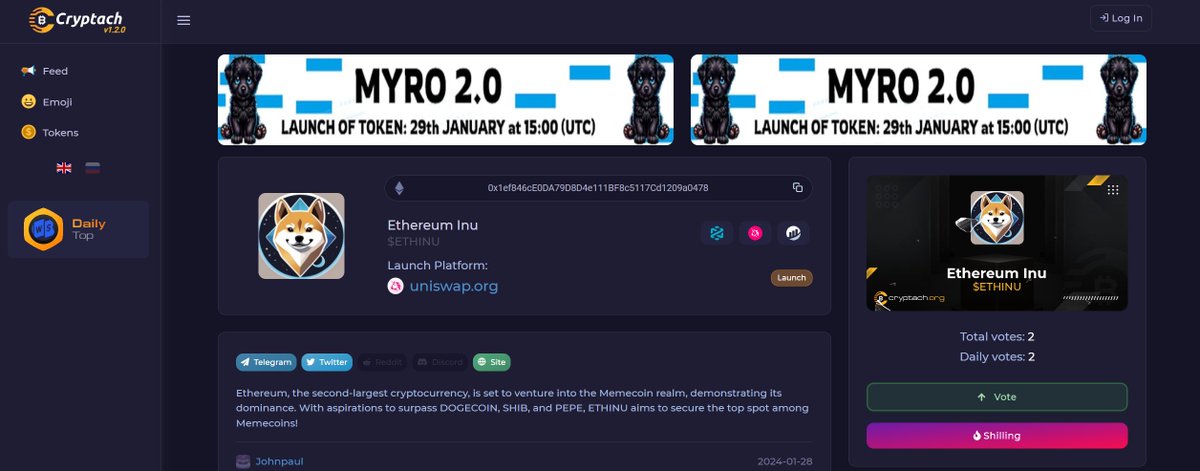 Ethereum Inu $ETHINU tweet media