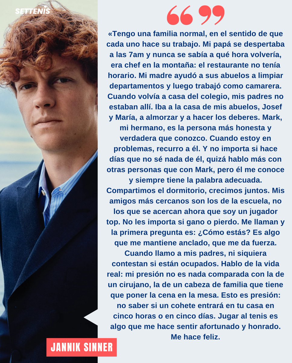 ¿Por qué Jannik Sinner es Jannik Sinner?

Las palabras del italiano, en una entrevista para Corriere hace unos meses, tienen la respuesta.