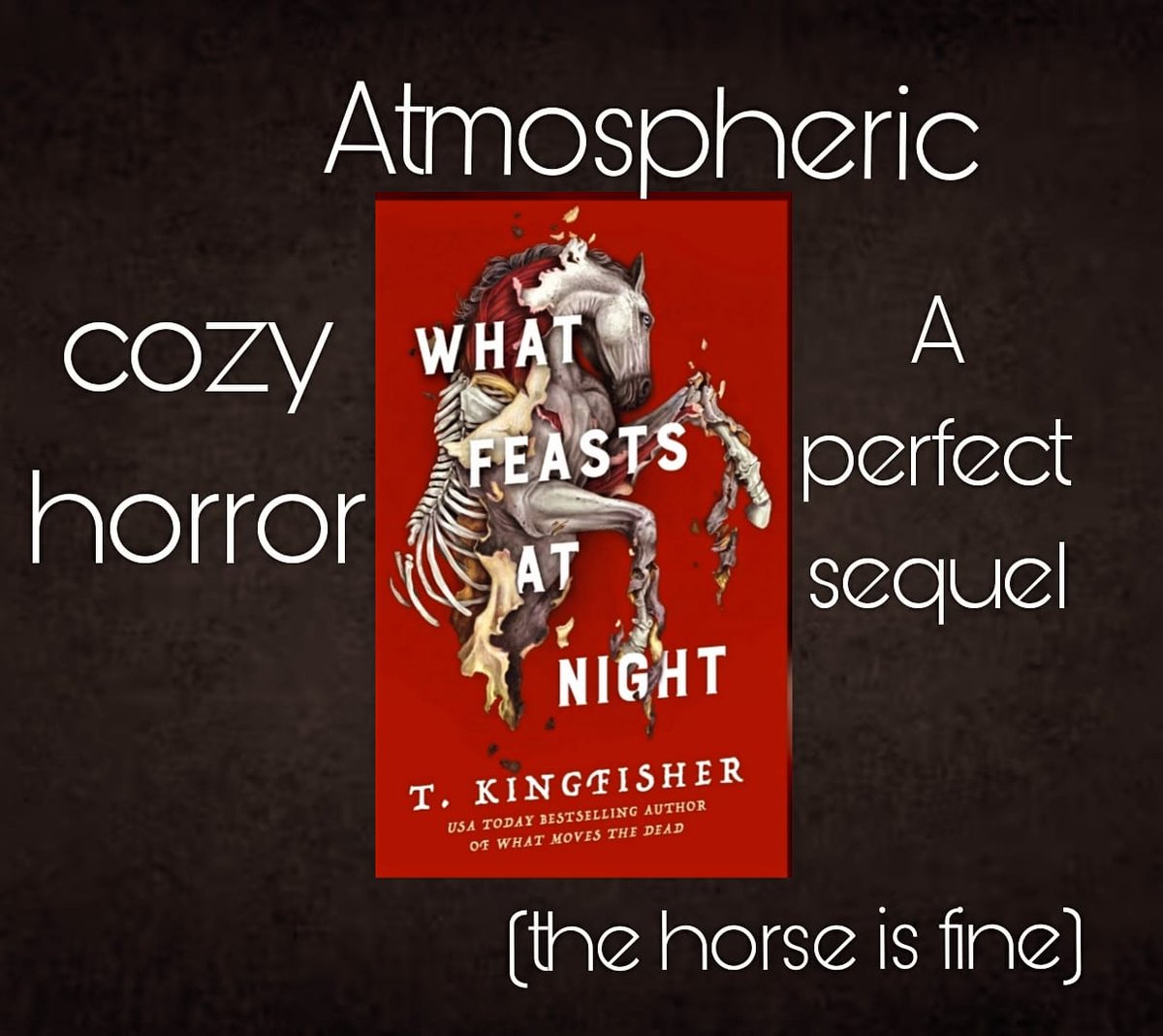 Cozy horror.  Enough said. Perfect series, and I'm hoping for more and more! 
#whatfeastsatnight #tkingfisher #cozyreads #horror #LGBTQ #BookRecommendations #read