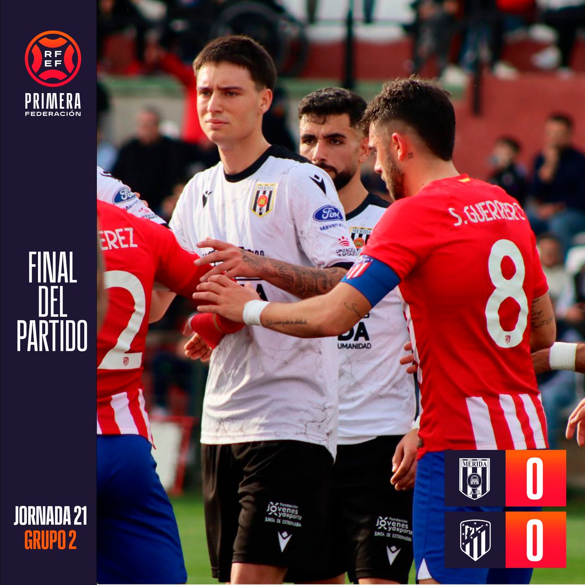 Primera_RFEF's tweet image. 🏁 #MéridaAtletiB | 𝗙𝗜𝗡𝗔𝗟

¡Máxima igualdad en El Romano!

#PrimeraFederación