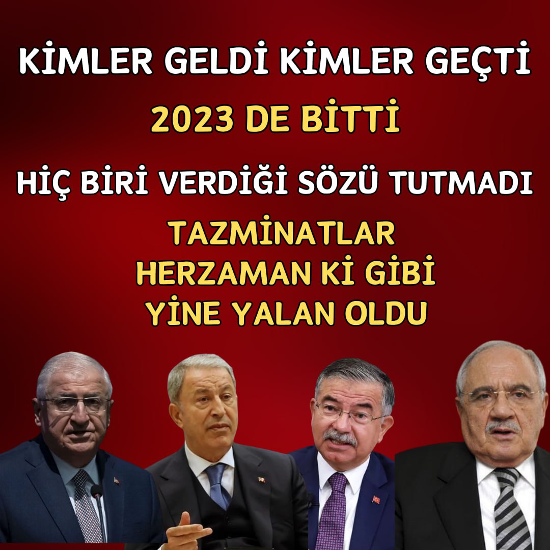 #AstsubaylarAhdeVefaBekliyor

#AstsubaylarAhdeVefaBekliyor
Yıllarca yer seçmeksizin gece gündüz mesai mefhumu tanımadan çalışan emekli Astsubaylar söz verilen Tazminat ve ek gösterge haklarını talep ediyor. Bu bir lütuf değil HAKTIR.
<a href="/RTErdogan/">Recep Tayyip Erdoğan</a> 
<a href="/HulisiAkar3/">Hulisi Akar</a> 
<a href="/celebimehmeta/">Mehmet Ali Çelebi</a>