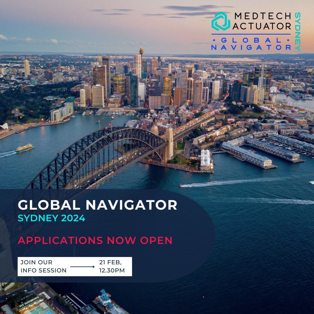 📢𝐀𝐩𝐩𝐥𝐢𝐜𝐚𝐭𝐢𝐨𝐧𝐬 𝐧𝐨𝐰 𝐨𝐩𝐞𝐧!📢

Global Navigator Sydney is an intensive growth-stage innovation program that enables healthcare startups to enter and explore the Australian Market through Sydney, New South Wales (NSW).

Apply here: medtechactuator.com/programs/globa…