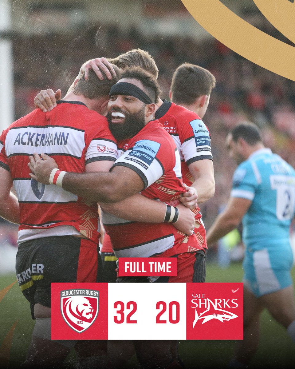 gloucesterrugby's tweet image. FULL TIME

What a win at Kingsholm, a huge performance from the boys! 👏

🍒 32 - 20 🦈 | #GLOvSAL