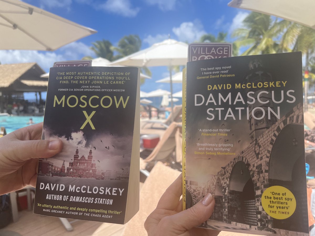 #HolidayReading book 4, his & hers. I’m devouring #DamascusStation, a bestseller ⁦@villagebooksdul⁩ & very highly rated by OH. I agree. He’s reading #MoscowX and already ignoring everything around him. Congrats ⁦@mccloskeybooks⁩ ⁦@_SwiftPress⁩