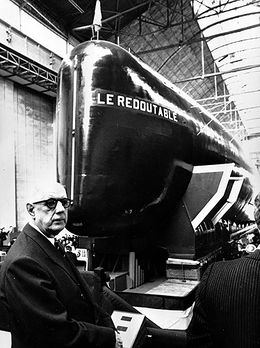 AGaullisme's tweet photo. Le 29 mars 1967, le premier sous-marin nucléaire🇫🇷 prenait la mer à Cherbourg,"LE REDOUTABLE" lancé par Charles de Gaulle.en présence de #PierreMessmer, ministre des Armées, #AlainPeyrefitte, ministre de la Recherche, le général #CharlesAilleret,chef d'@EtatMajorFR @Fondation_CdG https://t.co/IYQeQPnfoS