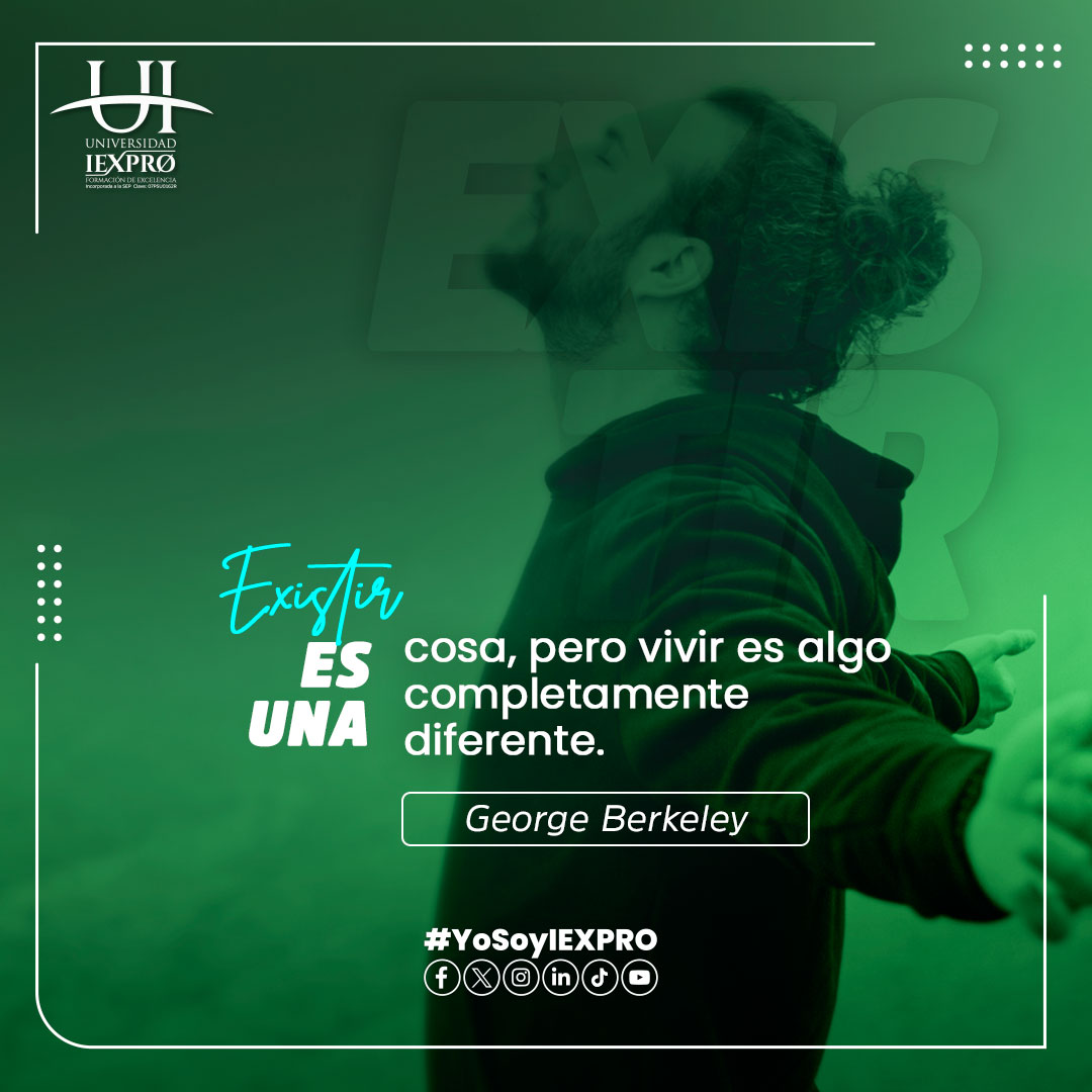IexproU's tweet photo. ¡Qué profundo y reflexivo❗🌌✨Inspírate con la frase del día de George Berkeley, filósofo e idealista anglo-irlandés del siglo XVIII 🧠🌟

#YoSoyIEXPRO #FraseDelDía #GeorgeBerkeley #ReflexiónDelDía #Universidad #IEXPRO https://t.co/PazrPwmOh4