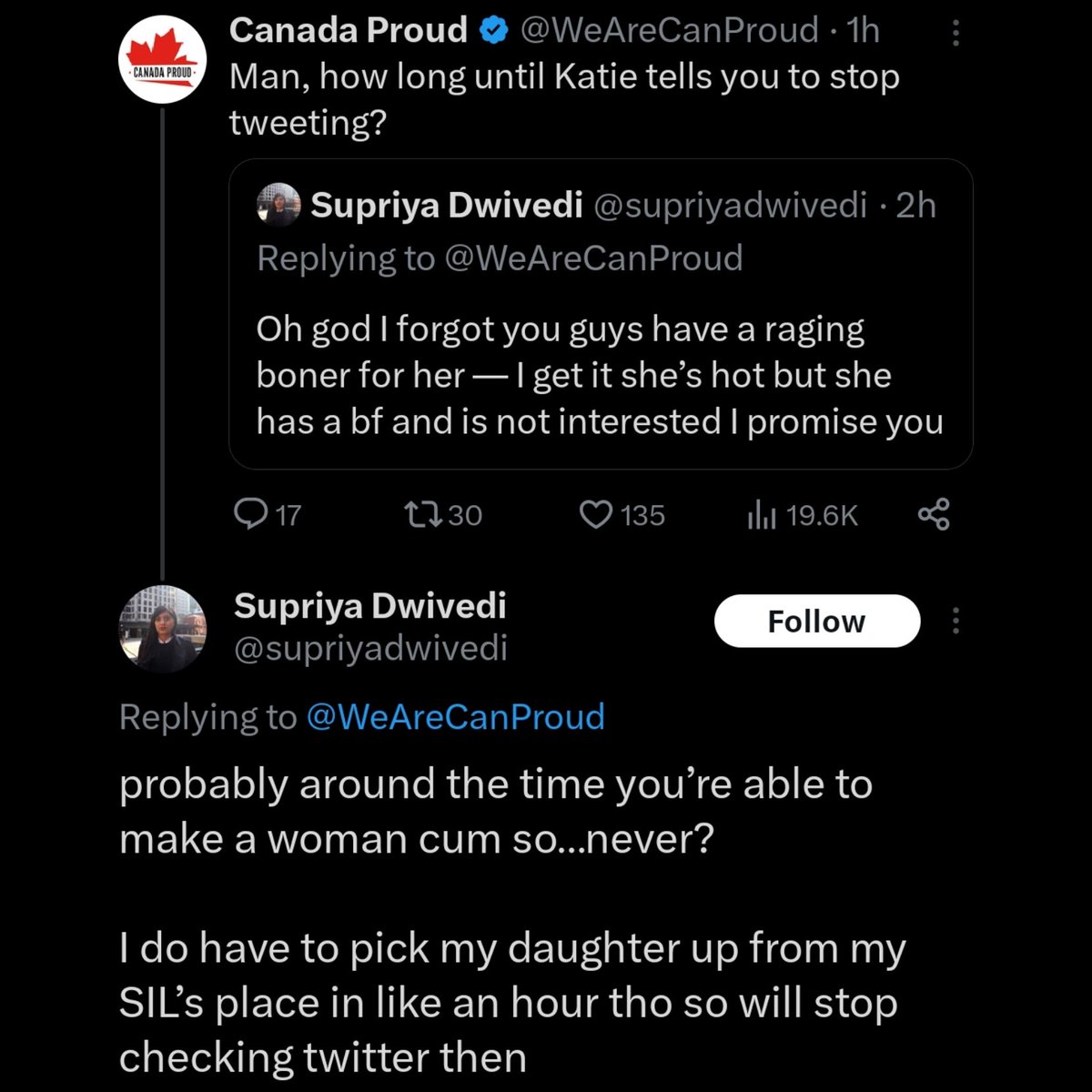 Update: My Government has just hired a new Director of Online Politeness. In her new role, @supriyadwivedi will berate, swear at, and divide Canadians as much as possible, in accordance with @liberal_party policy. Welcome to the team, and keep up the great/hate work!
