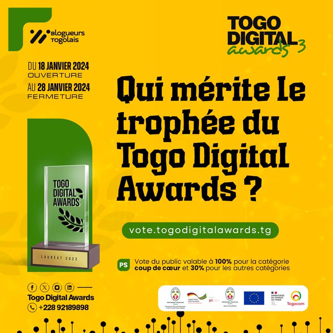 Hello #OpenStreetMap , besoin de votre soutien !🌍 Le projet #MiaTouTogo de <a href="/OSMTogo/">OpenStreetMap Togo</a> est en lice pour <a href="/TGdigitalawards/">Togo Digital Awards | Édition 4</a>. Votre vote compte pour promouvoir #OSM et les #SIG libres dans les communes au #Togo. 
👉lien : vote.togodigitalawards.tg/projets-et-str…
👉deadline : 28/01/2024 à 23:59 GMT