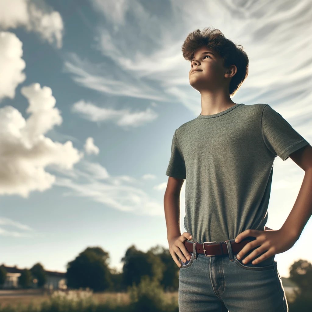 testertalkstoai's tweet photo. #AIart is soo interesting. Putting it to test creating images with #chatgpt4 

Here’s a motivated kid looking at the sky: https://t.co/ubBo8nEeQT