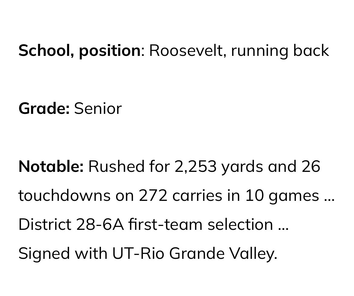 AGTG
Blessed to be one of the finalist for the SA Express News All - Area Offensive Player of the Year 🙏🏽