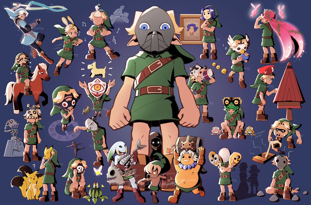 Sorbet_and_Rice's tweet photo. Made a collage of my Majora's Mask drawings so you can see them all together!

Which one was your favourite? https://t.co/u7oohKkkqR