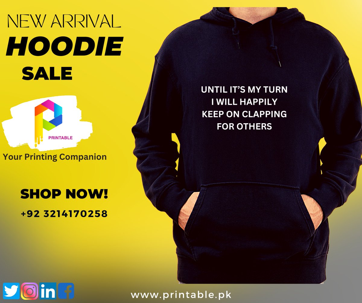 Elevate Your Style with Printablepk's Latest Hoodie Design Featuring Inspiring Quotations! Order Now and Wear in Style!
 +923214170258
#Printablepk #CustomHoodie #WearInStyle #FashionQuotes #OrderNow #PersonalizedFashion