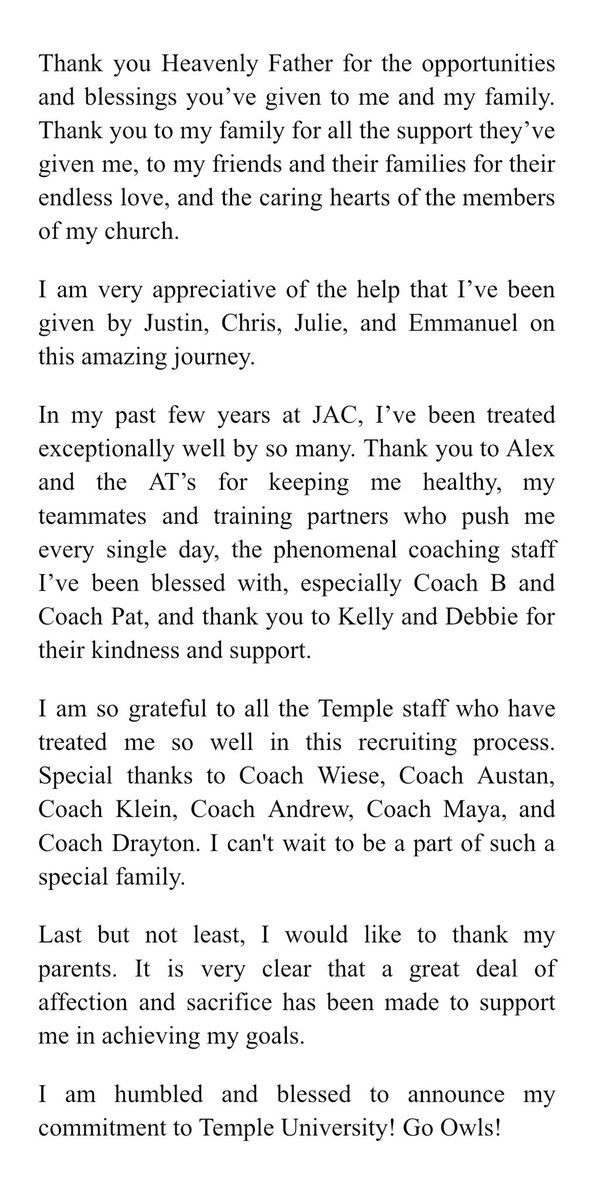 davrayvenu's tweet image. Committed!🦉🍒

@CoachWiesehan @TUCoachDavis @Adam_Klein74 @StanDraytonTU @arl_football @Temple_FB @730scouting @ChrisPiche2 @JACFootball