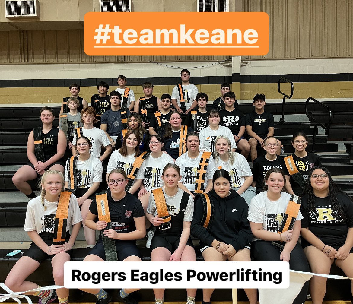 EBCIronworks's tweet photo. Reason # 1,345,678 that I love coaching the Eagles and Lady Eagles. At our meet yesterday we lifted in honor of Keane Rhodes. Keane, 7th grader, was diagnosed with leukemia on Jan 1. None of these kiddos know Keane, but were happy to honor him. This is what W.A.R. truly means.🦅 https://t.co/uqlzNEzg3c