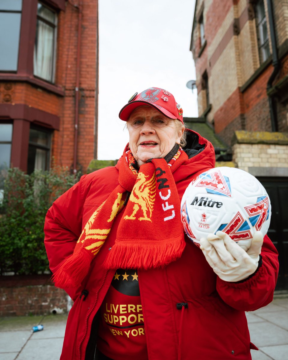 MitreSports's tweet photo. The Emirates FA Cup fourth round on Merseyside. 

Mixed emotions, big announcements, low temperatures and high scores. We went up to Anfield with a replica matchball to catch some reds and canaries, before kickoff. 

The cup is magic, and everyone we met knows it. https://t.co/dQ2CG9BF61