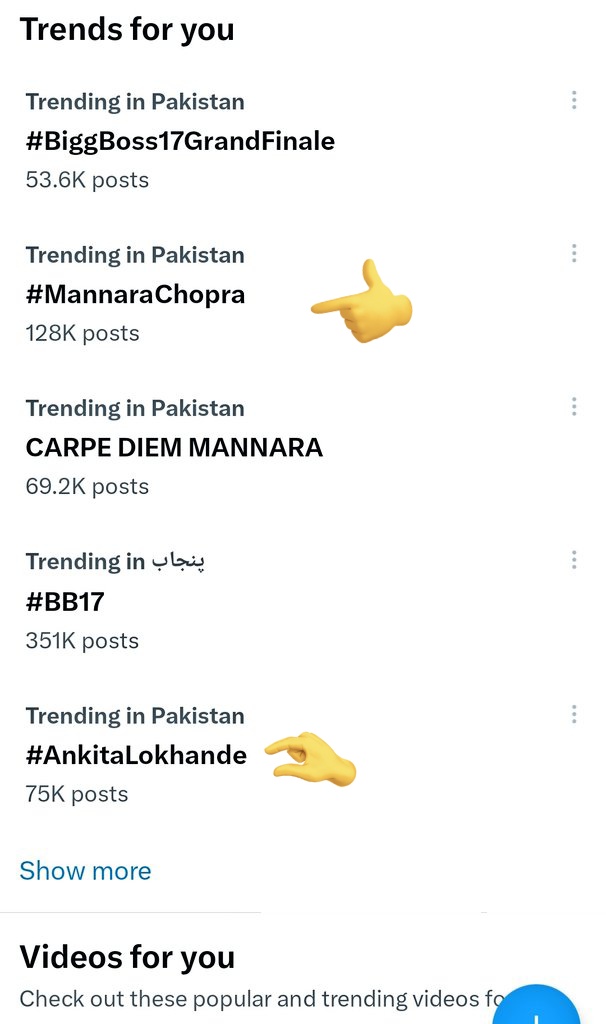 Still, lowkhande fans have the audacity to say #MannaraChopra didn't deserve top3. Look at the trend list in Pakistan. She isn't half as close to Manna. Aur baat krty hen. CARPE DIEM MANNARA