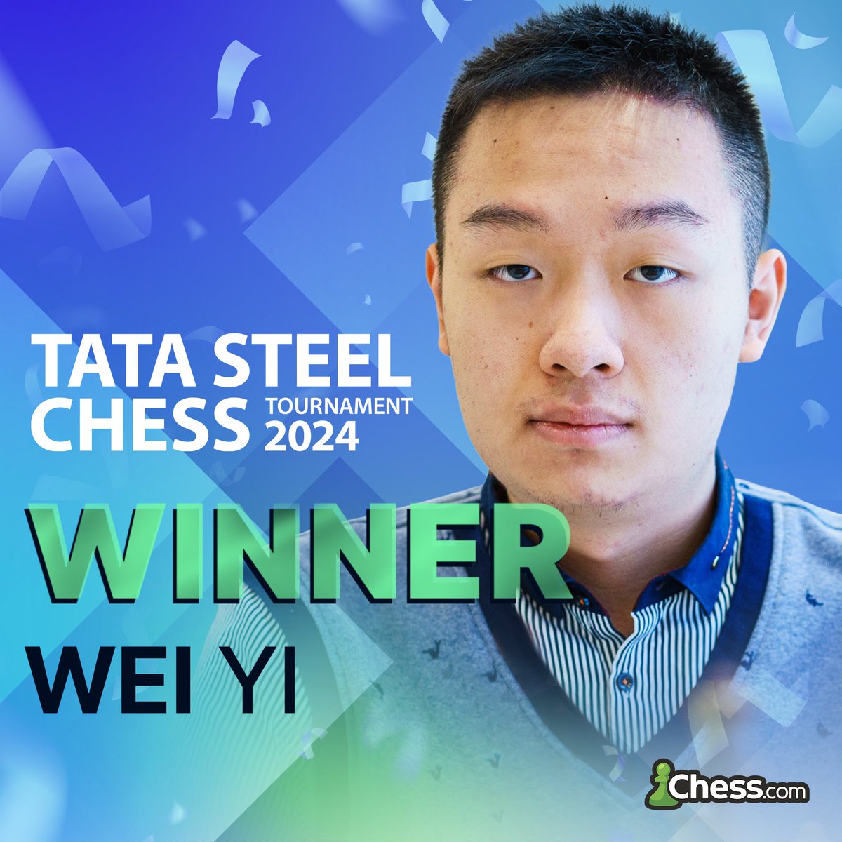 Congratulations to Wei Yi for winning the prestigious #TataSteelChess Masters 🏆

He defeated both Abdusattorov and Gukesh in dramatic tiebreak deciders to become the new champ of Wijk aan Zee! 🙌