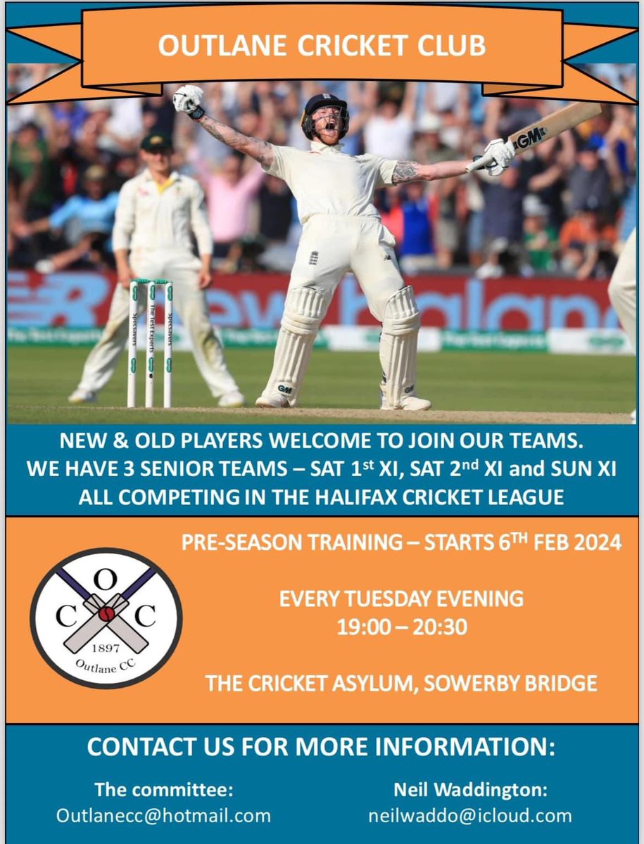 ‼️ Pre season nets start 6th Feb, new & old players welcome @cricketasylum 🏏‼️