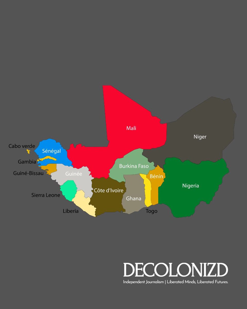 decolonizd's tweet photo. Three nations in West Africa, each governed by military regimes, have declared their immediate departure from the Economic Community of West African States (ECOWAS). Read more ➡️➡️ https://t.co/uQ1SLRAt1e https://t.co/EvjbmpWl4u