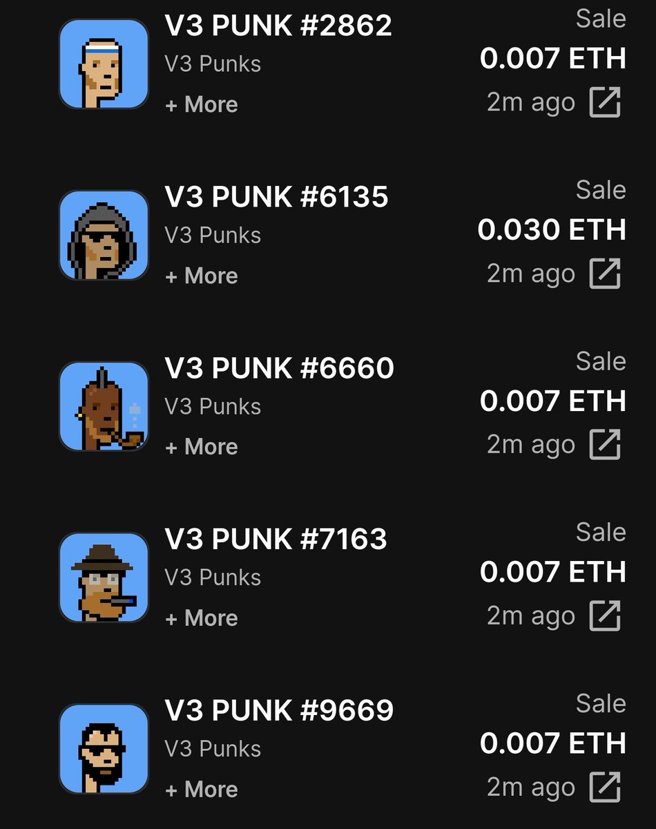 oracleofmemes's tweet photo. 🚨 BREAKING

Someone just swept 13 x V3 Punks 

🤯🤯🤯 https://t.co/2XaYNddeua