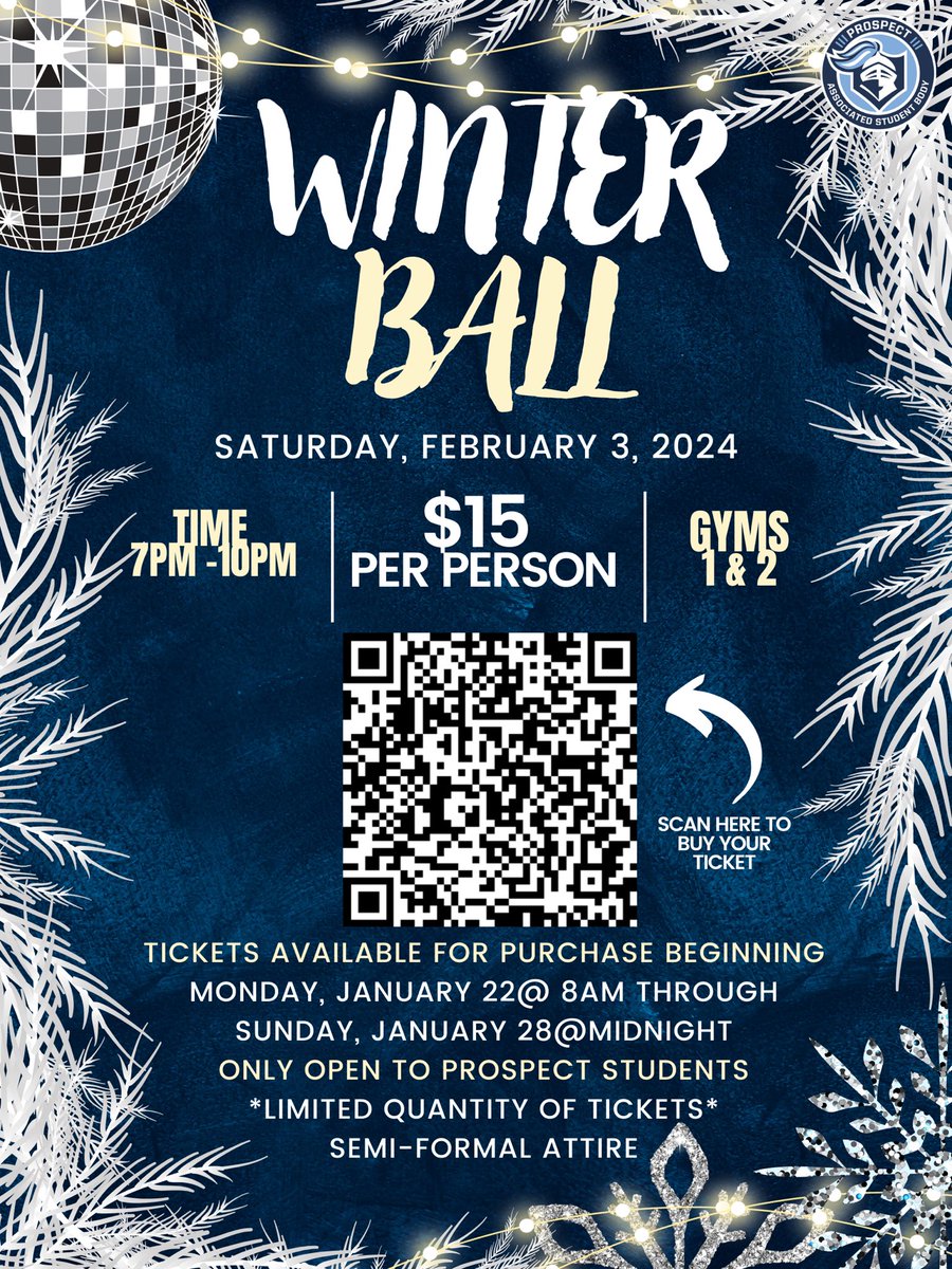 ProspectASB's tweet image. Today, Sunday, January 28th is the last day to purchase tickets to Winter Ball. 
@KnightsofPHS