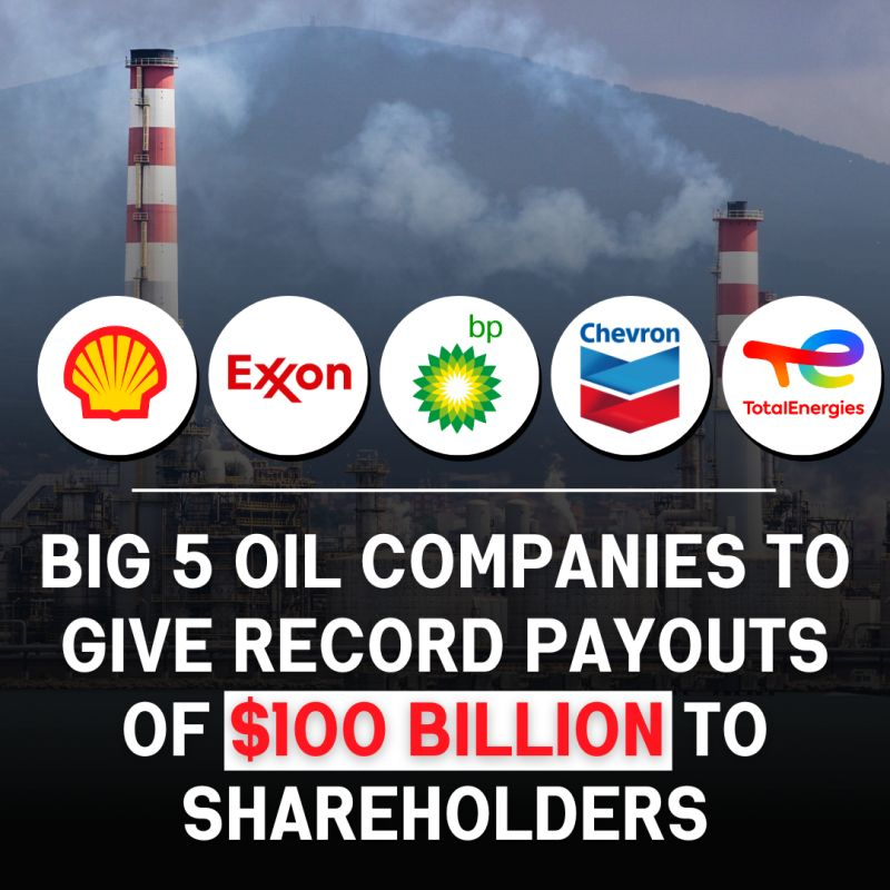 We’ve just had the hottest ever year on record, but the biggest culprits are getting rewarded.‼️ Investors in the world’s 5 biggest oil companies are expected to receive a share of over $100bn. Unbelievable. We have the power to switch our accounts to institutions that refuse…