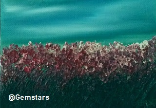 gemstars's tweet photo. #Gemstar #gemstars #artist #artistsontwitter #flowers #flowerpatch #light #sky #oilpainting #abstractart #Canada #BritishColumbia #abstract #microart #PositiveEnergy #landscape #nature Pink and Red flower patch with blue sky abstract micro oil painting. https://t.co/rsn0n6P5cT