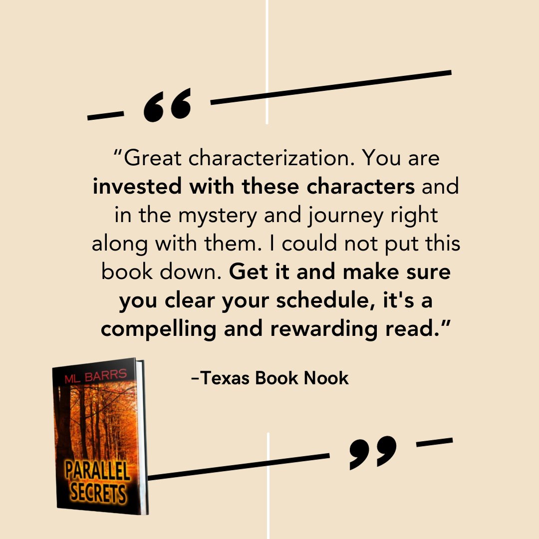 Thank you for the great review!! 
texasbooknook.com/2023/10/book-t…
#ParallelSecrets #bookreview #itwdebuts #wrpbks #mysterybooklover #mysteryreadersofig #sincnational @WildRosePress  @SINCnational