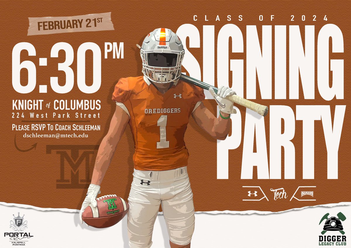 ⚒Class of 2024 Signing Party⚒ 6:30pm on Wednesday Feb. 21st at the Knights of Columbus! Come meet the new group of recruits and families joining the Diggs! Digger Fans are all welcome to join! Please RSVP with Coach Schleeman! #Family #CountOnMe #RollDiggs