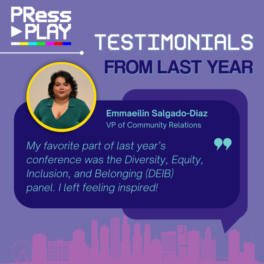 PRessPlayDePaul's tweet photo. A testimonial from last year's confrence attendee and current PRSSA e-board member, Emmaeilin Salgado-Diaz! 👏🏼 https://t.co/WFoUQCU1Ol