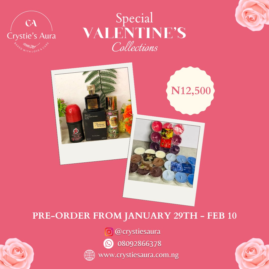 Indulge in the ultimate sensory experience this Valentine's with our irresistible candle and perfume bundle. Ignite passion, enchant the senses.
Let love light the way.💕🕯️
#Valentinescandlemagic
#ValentinesSensation
#lovemagic
#Romance
To order click on link in bio
