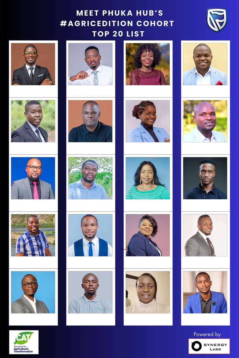 Synergy_Labs24's tweet photo. Meet the Faces behind the Top 20 list of Agribusinesses of the #AgricEdition of Standard Bank's Phuka Business Incubator  Programme. 

These Agribusinesses stand a chance to unlock the MwK 10million grand prize to be won at the Phuka Pitch Night on the 2nd of February 2024. https://t.co/iyU1QqYC9V