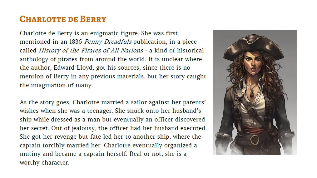 Fun facts from the Golden Age of Piracy: Charlotte de Berry #history #rpg #ttrpg #pirates