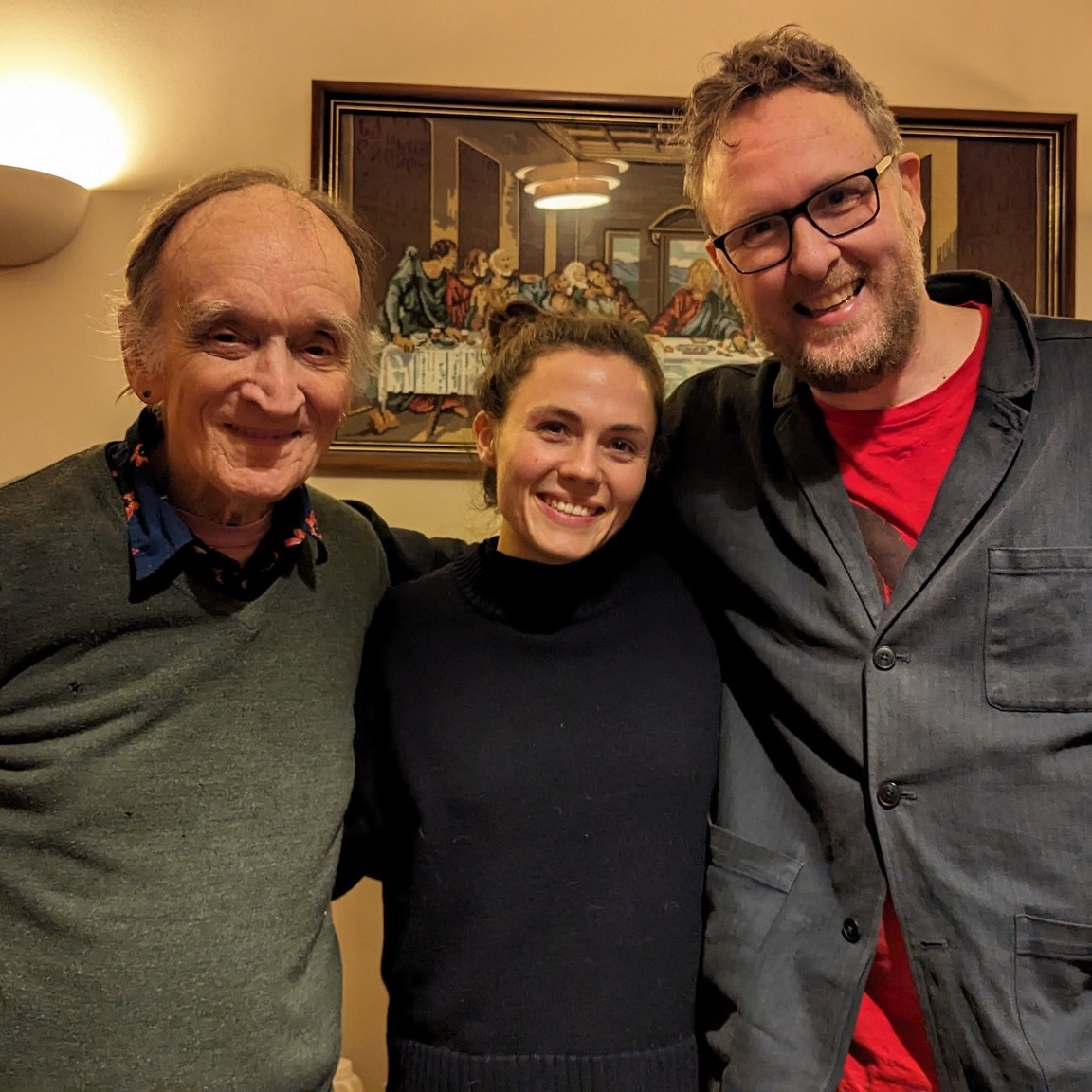 Love this photo of @JonWilksMusic @Ellie_Gowers and #MartinCarthy from Saturday night's event! Still processing it all, but these smiles sum up how I felt too. A great night for #Kenilworth.