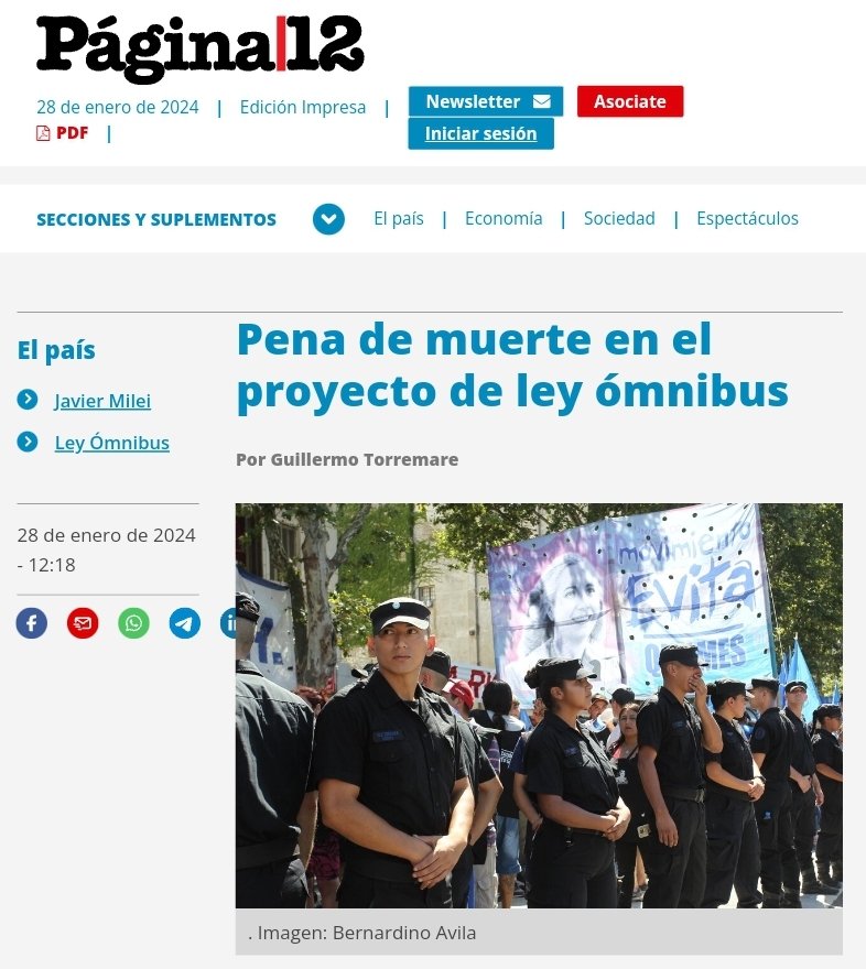 APDHArgentina's tweet image. @APDHArgentina en @pagina12👇🏽

■Pena de muerte en el proyecto de ley ómnibus ■

Por Guillermo @Torremare_DDHH
*Presidente de la Asamblea Permanente por los Derechos Humanos (APDH) y prosecretario de la Comisión Provincial por la Memoria (CPM) @CPMemoria

pagina12.com.ar/707977-pena-de…