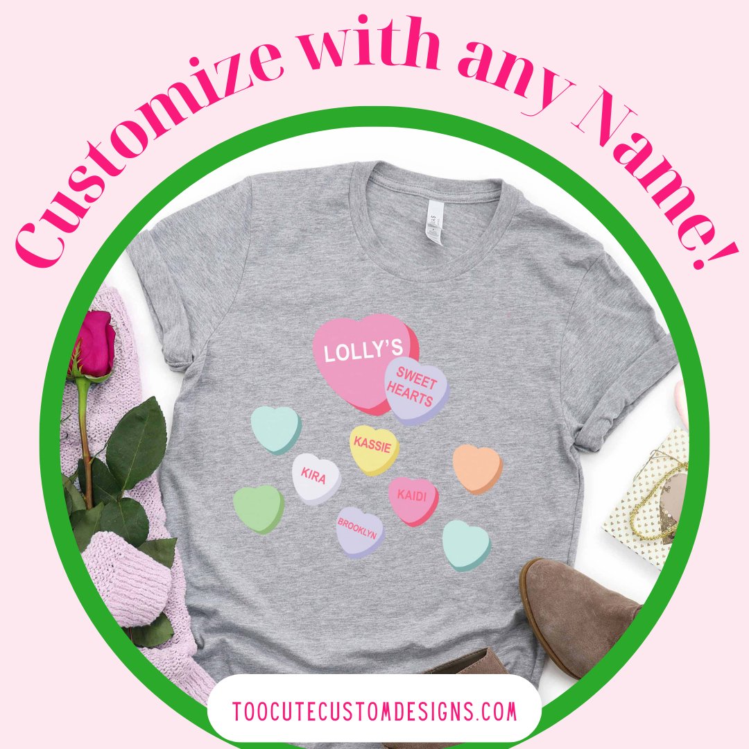 🌈👨‍👩‍👧‍👦 Make it a family affair! Customize your Candy Hearts Tee with a special title and all your kids or grandkids' names. Enjoy 20% off on Valentine Tees and Sweatshirts – the perfect family Valentine's Day look! 🥰👕 bit.ly/3S5cera
#FamilyFashion #ValentineDiscount