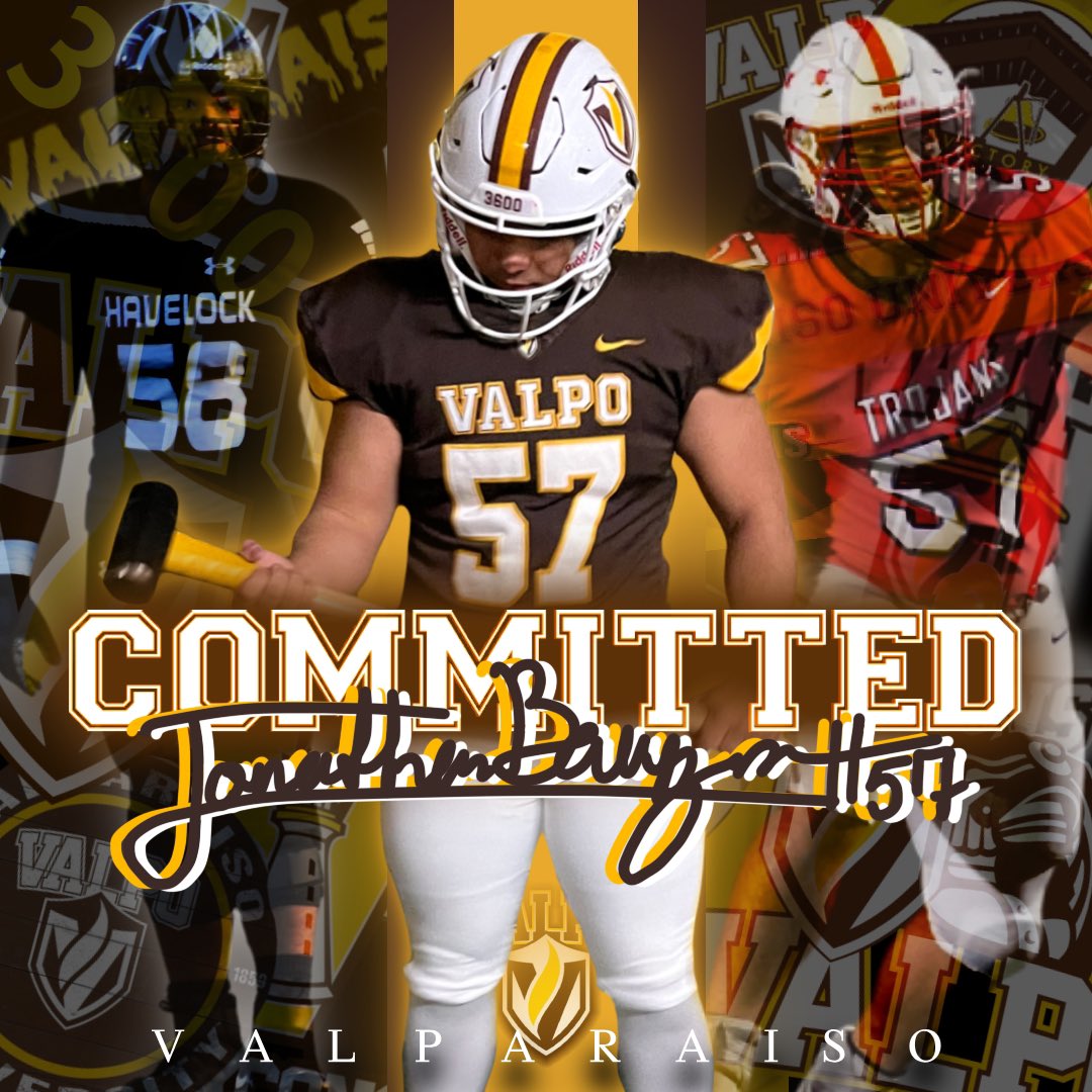 Jonathan Bauzon (@jonathan_b57) on Twitter photo Blessed to announce I am committed to <a href="/valpoufootball/">Valpo Football</a> <a href="/ValpoU/">Valparaiso University</a> <a href="/valpoathletics/">Valpo Athletics</a>
Thank you to <a href="/CoachLFox/">Landon Fox</a> <a href="/Coach_RJG/">RJ Ghilarducci</a> , ready to get to work!!!🙏🏽💪🏽🟫🟨 GO BEACONS!!
<a href="/CGSportsNetwork/">CG Sports Network</a>
<a href="/cg_coach_moore/">Eric Moore</a>
<a href="/IndyIrishGuy/">Ed Brickley - Real Estate Broker</a>
<a href="/IndianaPreps/">Indiana Preps</a>
<a href="/brent0962/">Brent Wooten</a>
<a href="/CoachTSabdo/">Travis Sabdo</a> Blessed to announce I am committed to <a href="/valpoufootball/">Valpo Football</a> <a href="/ValpoU/">Valparaiso University</a> <a href="/valpoathletics/">Valpo Athletics</a>
Thank you to <a href="/CoachLFox/">Landon Fox</a> <a href="/Coach_RJG/">RJ Ghilarducci</a> , ready to get to work!!!🙏🏽💪🏽🟫🟨 GO BEACONS!!
<a href="/CGSportsNetwork/">CG Sports Network</a>
<a href="/cg_coach_moore/">Eric Moore</a>
<a href="/IndyIrishGuy/">Ed Brickley - Real Estate Broker</a>
<a href="/IndianaPreps/">Indiana Preps</a>
<a href="/brent0962/">Brent Wooten</a>
<a href="/CoachTSabdo/">Travis Sabdo</a>