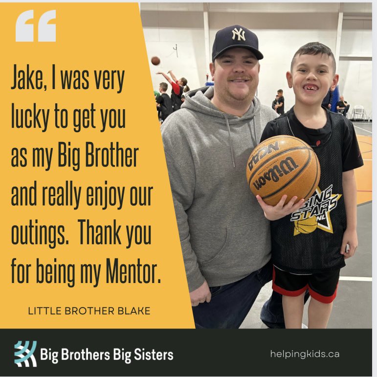 Blake asked to share a special thank you message to his Big Brother during #MentoringMonth.  They’ve only been matched a few weeks and he’s so happy. 

#MentoringMoment #ThankYourMentor #SmallActBigImpact