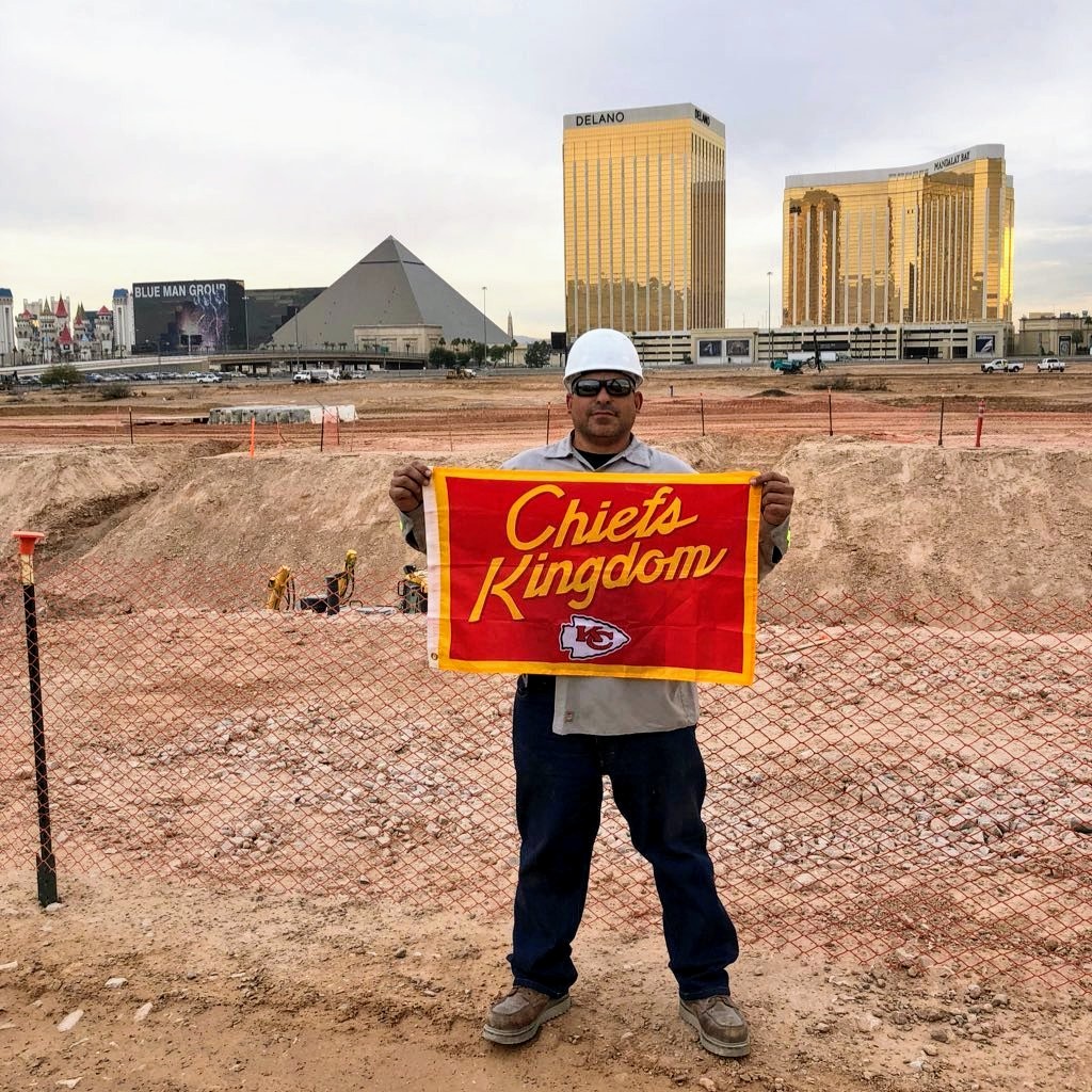 LasVegasLocally's tweet photo. The Chiefs have been the best team in the NFL since this guy buried the flag under Allegiant Stadium https://t.co/Ht26sJvbxL
