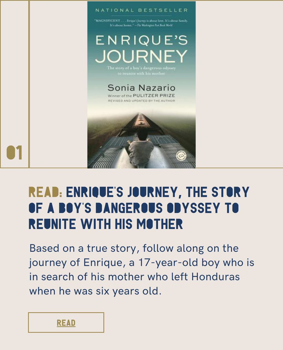 Immigrant Food (@immigrantfooddc) on Twitter photo 1. Read | Enrique's Journey, The Story of a Boy's Dangerous Odyssey to Reunite with His Mother
Read "Enrique's Journey, The Story of a Boy's Dangerous Odyssey to Reunite with His Mother" by <a href="/SLNazario/">Sonia Nazario</a>.
bookshop.org/p/books/enriqu… 1. Read | Enrique's Journey, The Story of a Boy's Dangerous Odyssey to Reunite with His Mother
Read "Enrique's Journey, The Story of a Boy's Dangerous Odyssey to Reunite with His Mother" by <a href="/SLNazario/">Sonia Nazario</a>.
bookshop.org/p/books/enriqu…